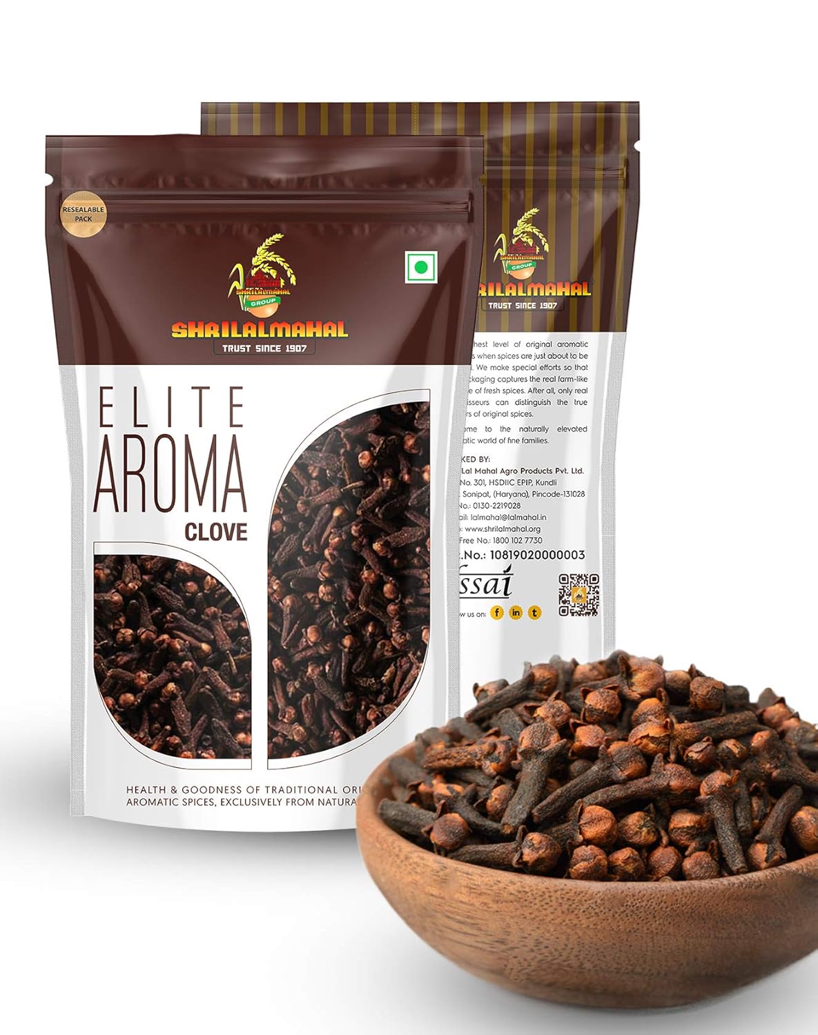 Elite Aroma Whole Clove (200g) with bowl of farm-fresh cloves – natural spice for flavor and wellness