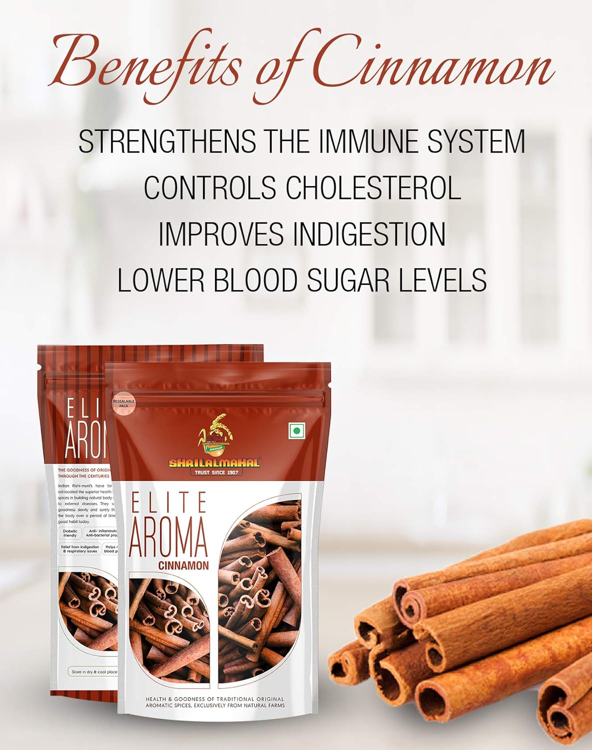 Health benefits of Elite Aroma Whole Cinnamon – supports immunity, digestion, and heart health