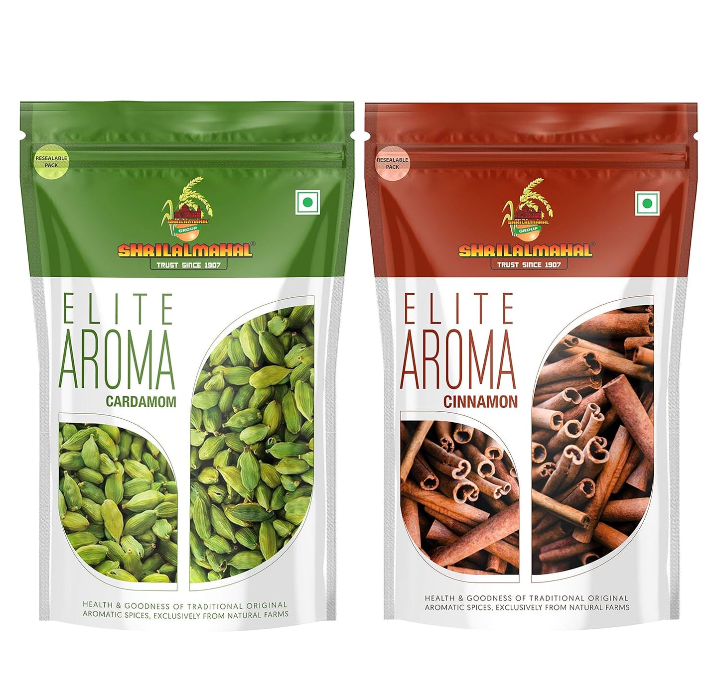 Elite Aroma Green Cardamom 100g pouch by Shailalmhaal, premium whole